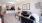 living room with leather couches
