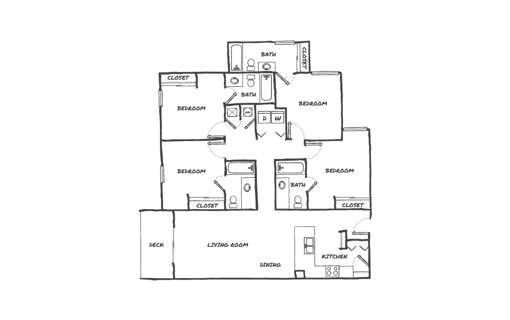4 Bedroom Apartment Floor Plans D1 The Outpost Apartments