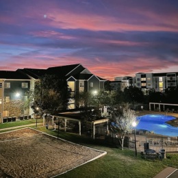 colorful sky over property